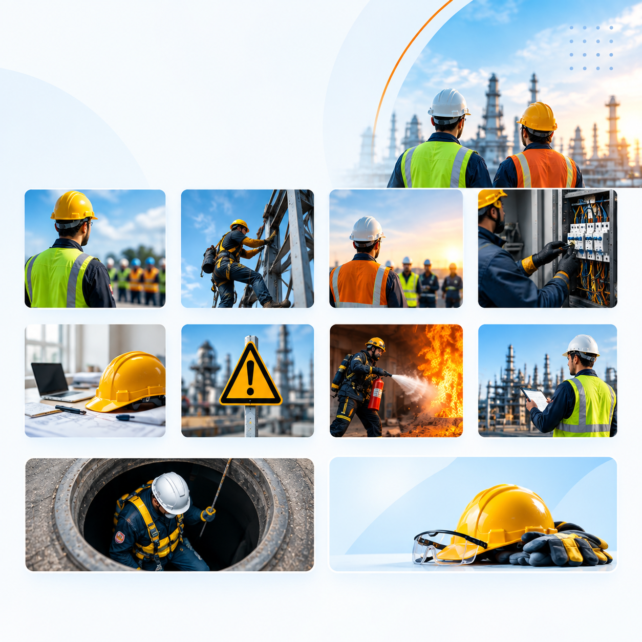 Learning and masterclass focus areas — industrial safety training collage